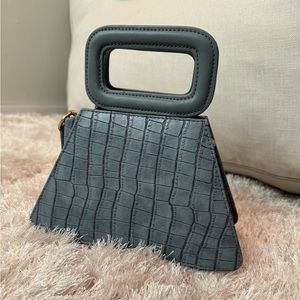 Handmade croc triangle purse crossbody blue